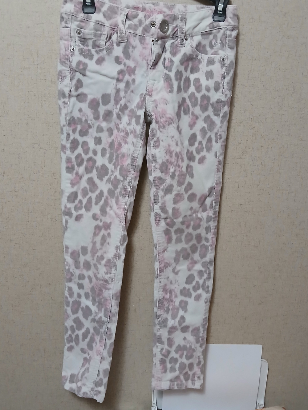 Justice Pink and Gray Leopard-Print Skinny Pants